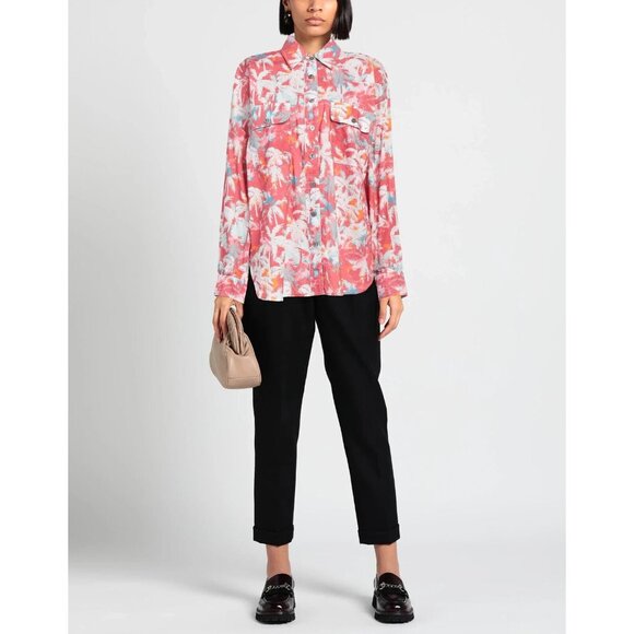 Overlover Dark Pink Tropical Tree Button-Up Collared Holloway Shirt, Size L NWT - Picture 1 of 9